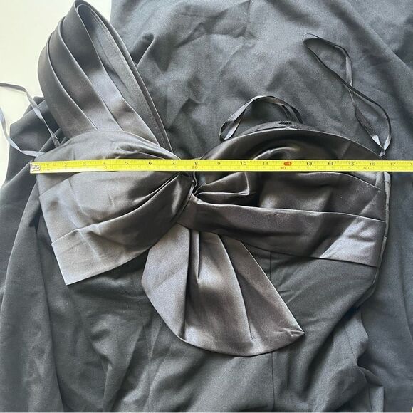 NEW Mac Duggal One Shoulder Draped Trumpet Gown Front Bow Black 6 - Picture 11 of 11